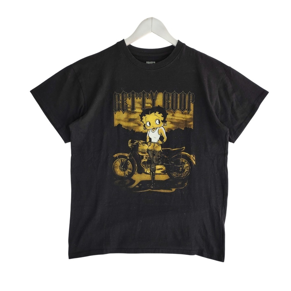 Betty Boop Biker Graphic T Shirt Black Brisco Brand Large